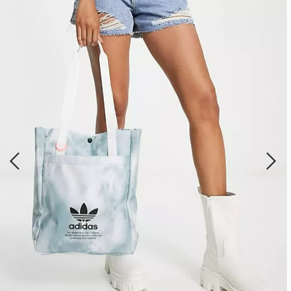 Adidas Originals Simple Tote Bag Unisex Handbags Adi Tie Dye Magic Grey/White